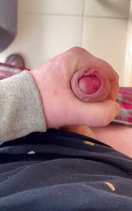 A Young Russian Dick Cums Close-up on the Balcony at a Temperature of 6.