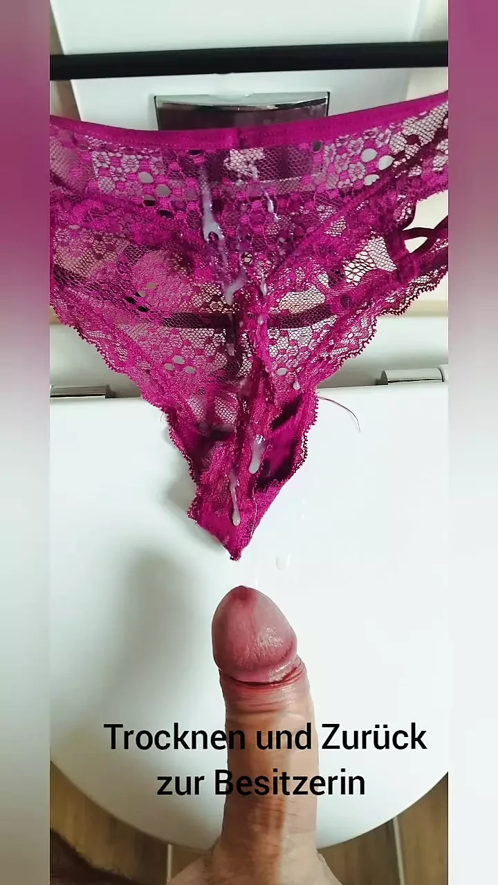 cum Tribute dirty thong panty lick wank jerk Off User Cousin cum on pantie