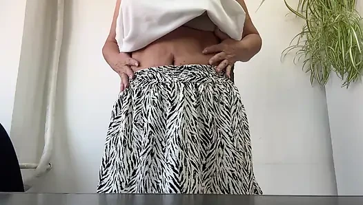 Horny sexy milf does striptease at work
