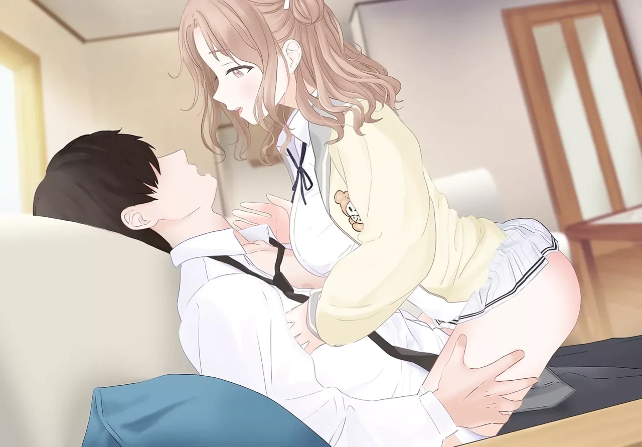Hot anime bitch rides you while making out