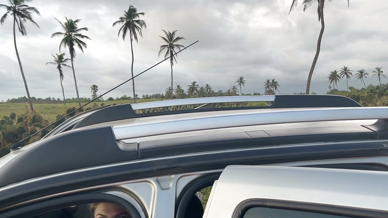 Naked Busty Blonde Walks by Car on Public Road