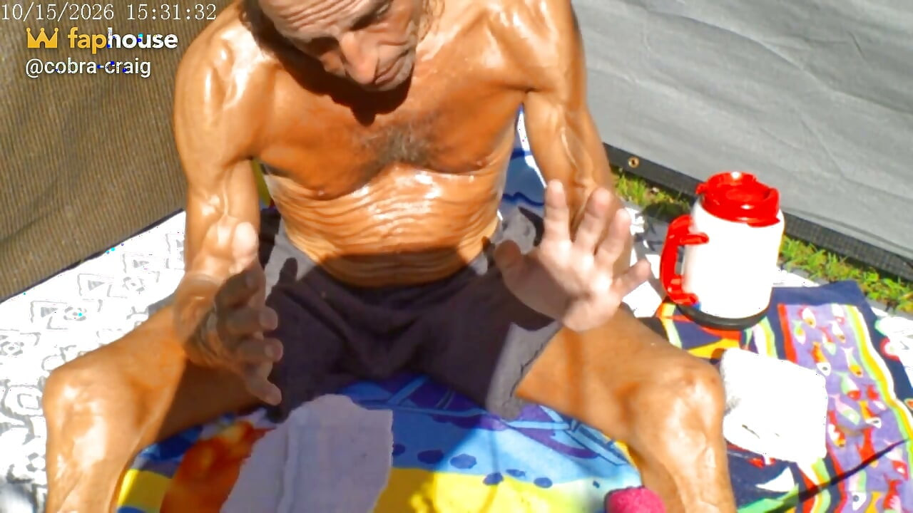 Cobras Day Thurs. Naked Tread Mill2 Showers Naked Tanning with a Butt Plug Music and More.