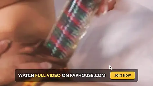 Lucky Sexy Babes Scene-3_brunette MILF with Big Tits Inserts a Large Dildo Into Her Pussy