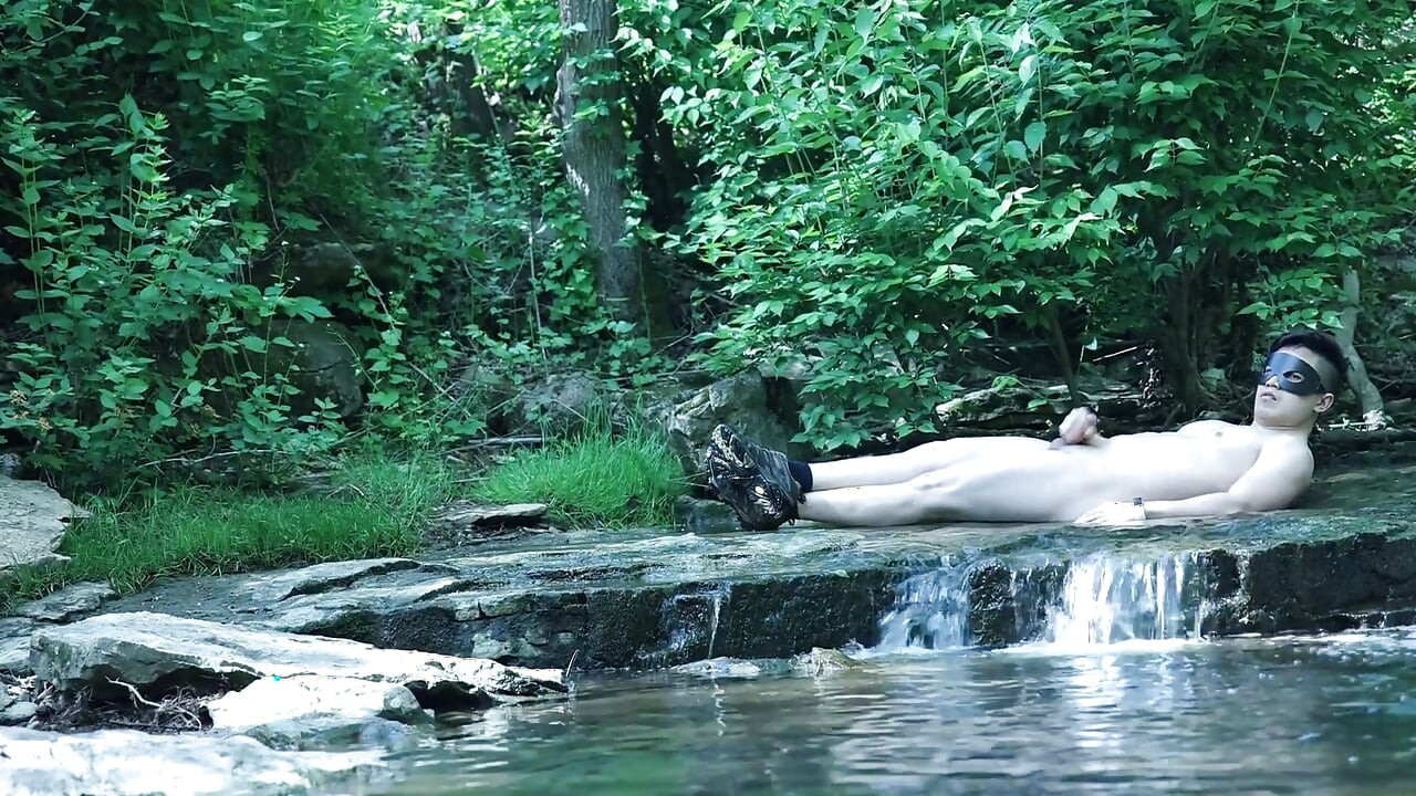 Flexing by the Waterfall, Trying to Sneak a Little Private Moment