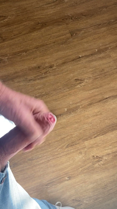 Wearing Jeans and wanking in the kitchen