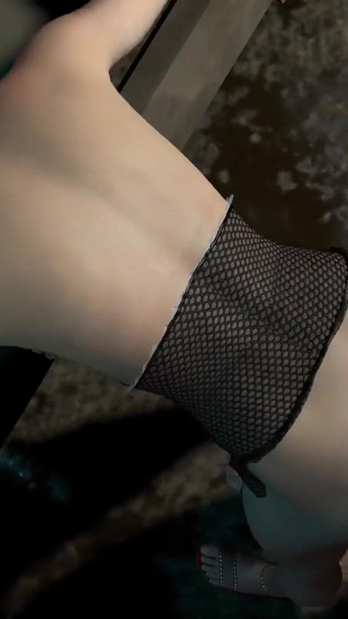 Blonde Ladyboy in High Heels Standing Fuck | Clip 1