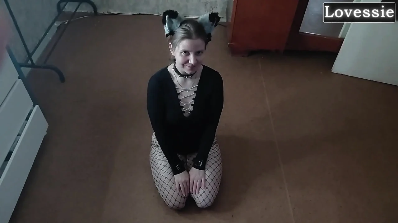 性感的Kitty从碗里舔舐她主人的脚 - Lovessie