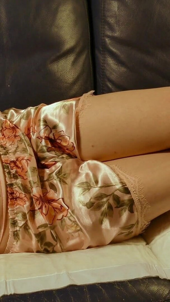 Stunning moment from "Wetting my satin nighty outfit"