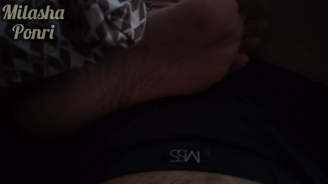 Stepsister's feet get a light massage while watching a movie