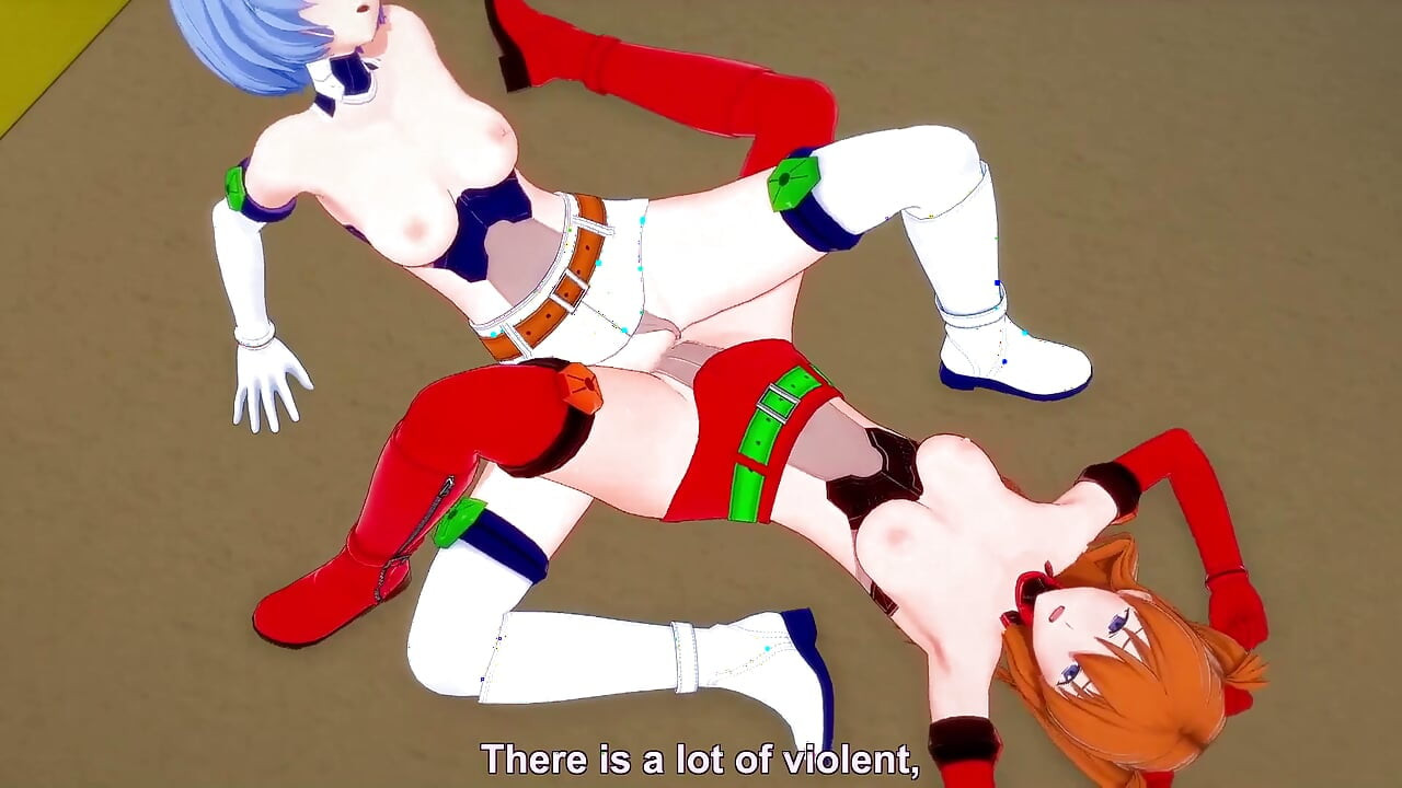 Asuka și Rei lesbiană forfecare fără sutiene - Neon Genesis Evangelion Hentai Parodie