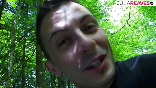 Sexy Shannya gets fucked after sucking a huge cock in the bushes