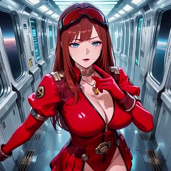 Red-haired Commander! Private Moments in the Sci-fi Ship Cockpit