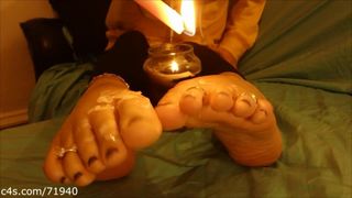 Vela depilación en rubia novia pies dedos de los pies y plantas pt1