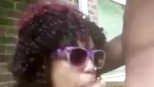 Busty Ebony Slut Sucks Dick. Gets Thick Cum Facial !!