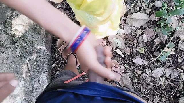A girl talking dirty words for fucking with her stranger in jungle, A desi aunty dirty talking about sex in jungle with her love