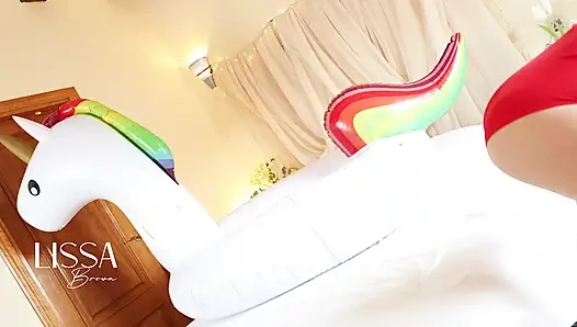 I masturbate with my unicorn inflatable toy
