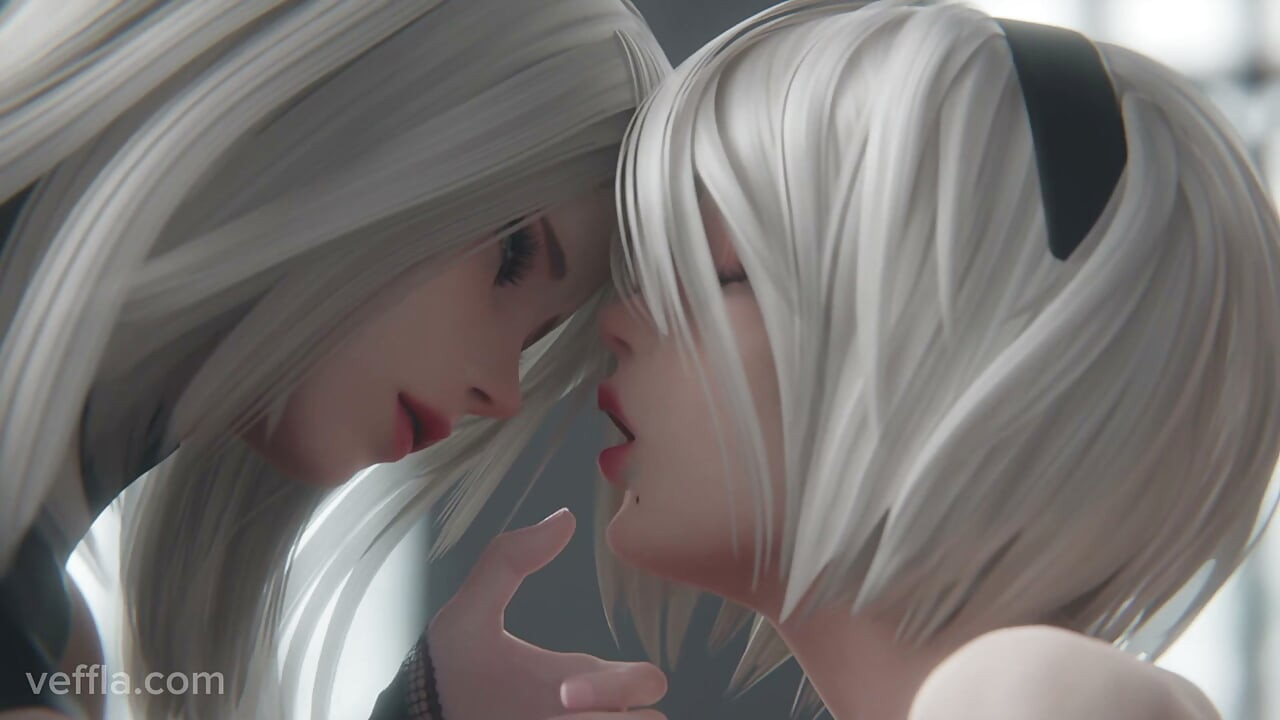 A2 i 2B z Nier Automata 4K Trójkąt - Białowłose androidy są ostro rżnięte