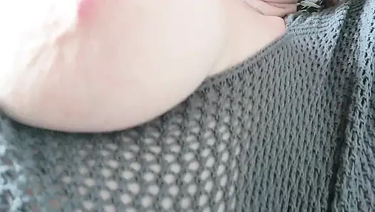 Nipple orgasm in fishnets