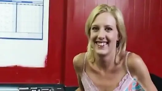 Blonde Babe Sucks Huge Cock to Explosive Finish