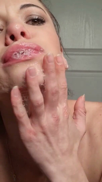 PETITE SLUT gags herself with her hand and dildo messy | Clip 2