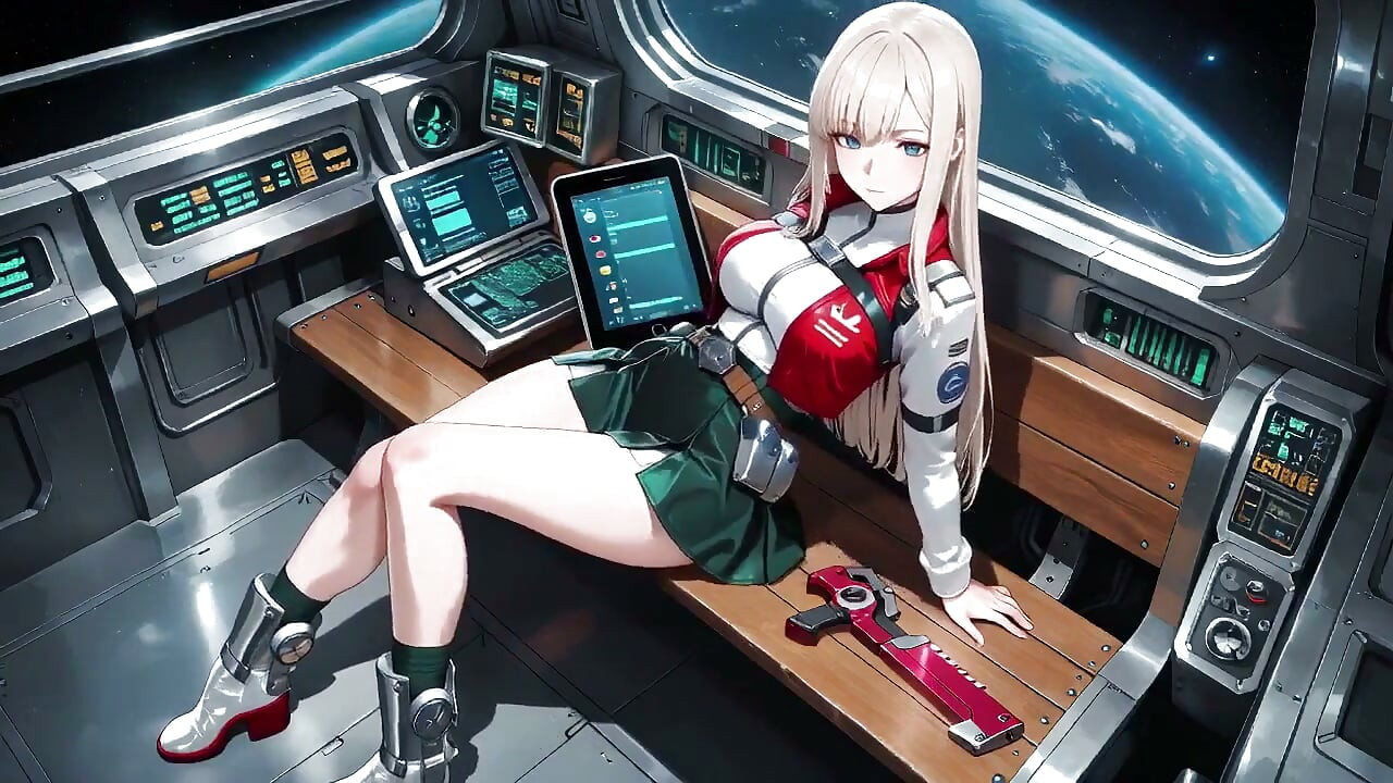 Private Moments Inside the Futuristic Spaceship Where Her White Uniform Is Stretched to Perfection