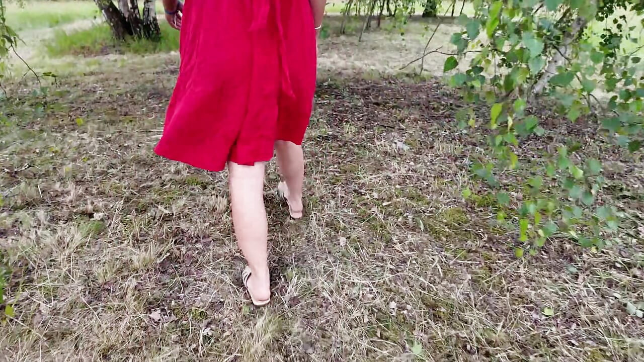 Fucking in a field near a campsite