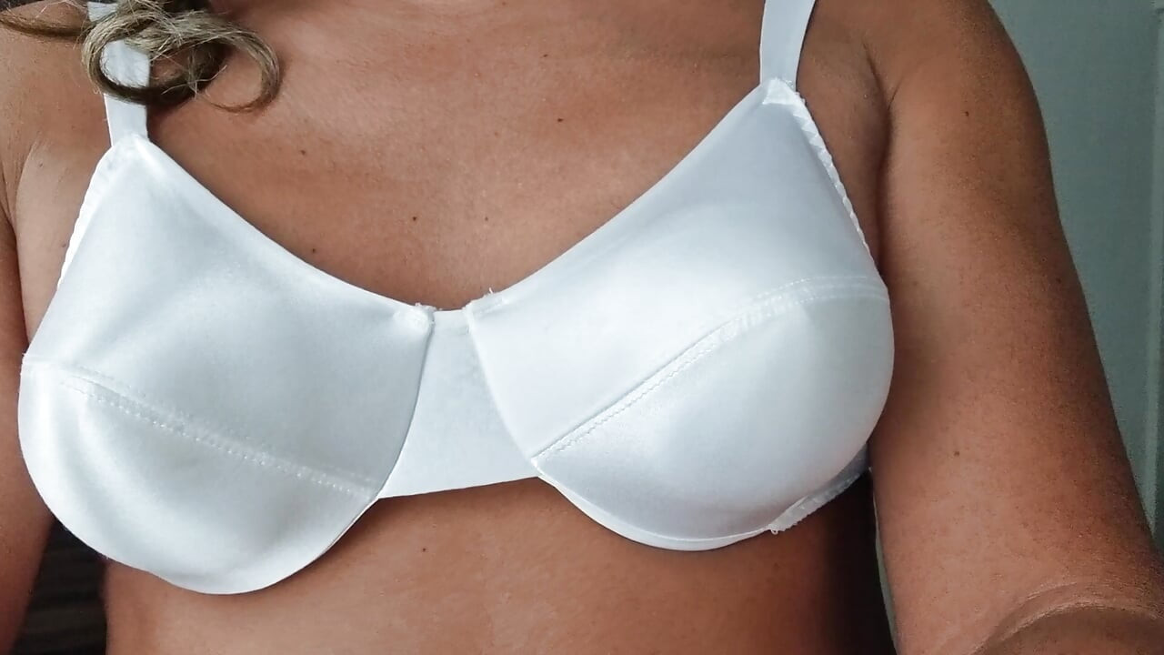 Sexy bride bra, white satin pointy boobs bra