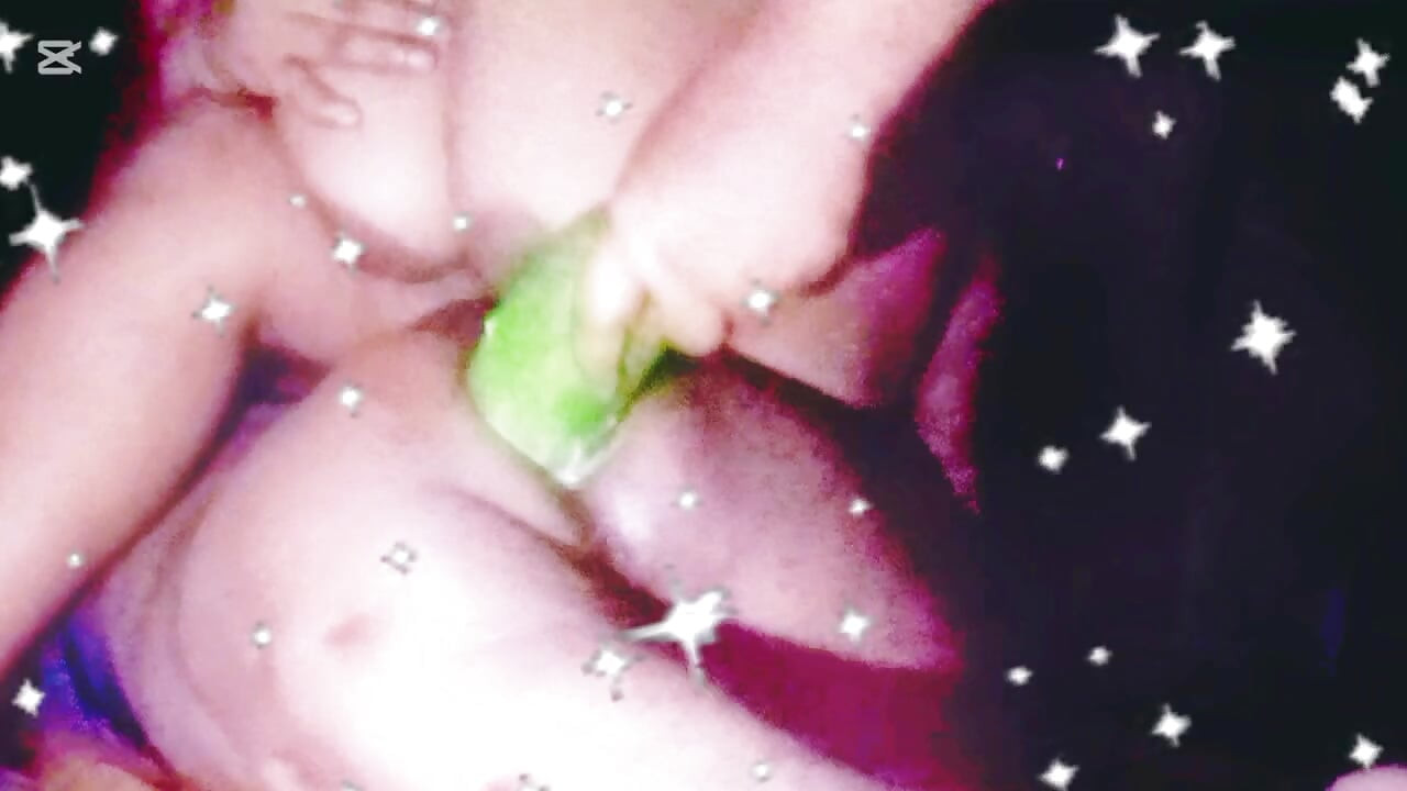 Girl friend fucked her boy friends by Big cucumber.