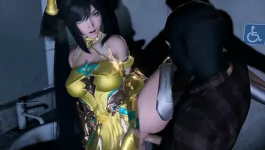 3D Big Boobs Cosplay Slut Cheating with Big Dick in Bathroom