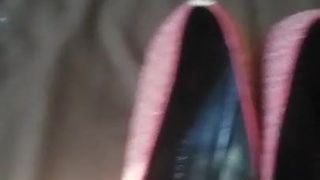 Cum on Her Shoes - Pink Peep Toe Heels