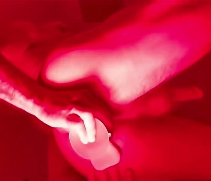 Horny Red Light Session with Cum and Dildo Ball Slamming