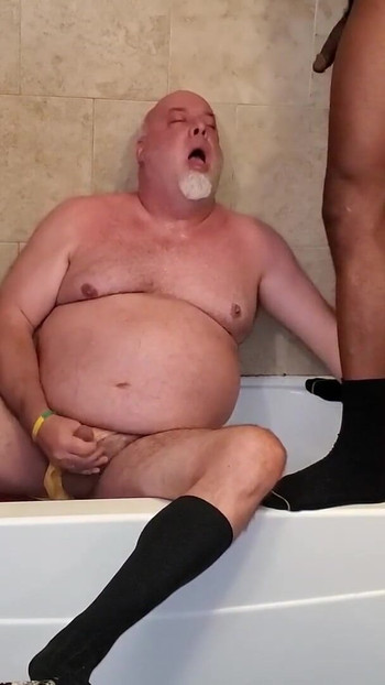 Stunning moment from "BEAR GETS PISSED ON by black dick!"