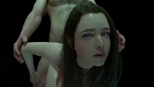 Urocza brunetka uwielbia anal na stojąco z odciągniętymi rękami: porno w 3D