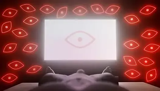 En regardant un porno, un fantôme sexy sort de votre télévision et commence à vous baiser