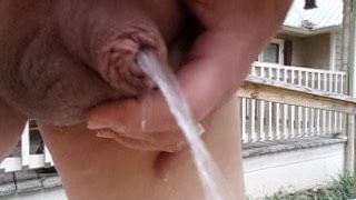 73yrold Grandpa P2 uncut piss pee chub cock peeing pissing