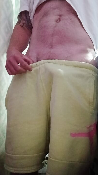 Tease Abs Bulge Cock λευκό παντελόνι ιδρώτα