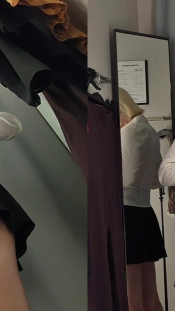 Emotional moment from "Naked Blonde with Big Tits try on haul sexy and see-through clothes in dressing room"