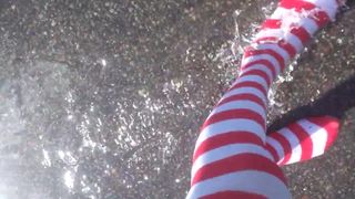 striped pantyhose