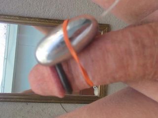 Using my vibrator to cum on a mirror