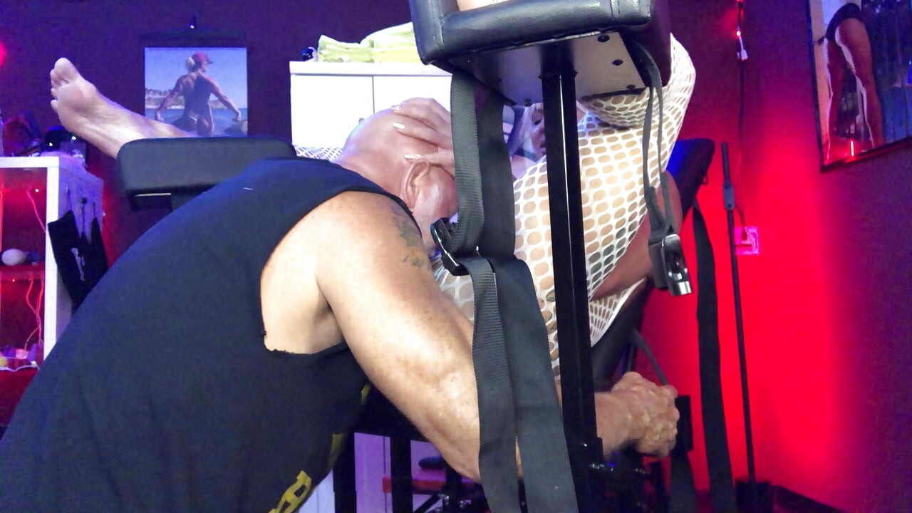 Hot Blode gets Put in her Obedience Chair and takes a Dildo in the Ass