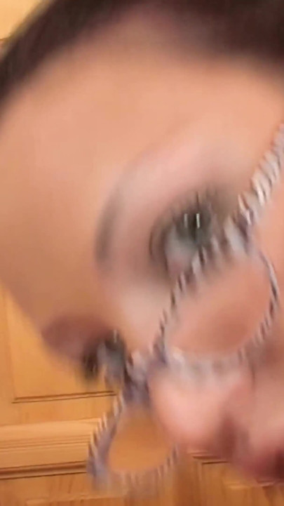 Sexy Girl Four Eyes Fucking Gape Pussy with Cum on Glasses