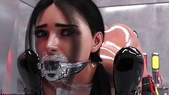 Une adolescente bâillonnée en costume de salope, animation 3D