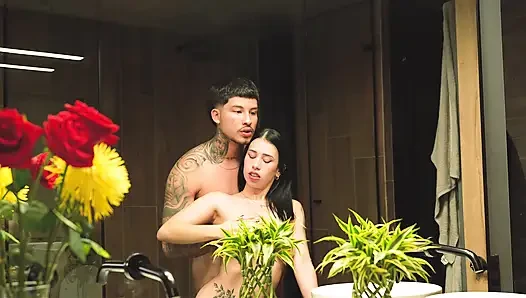 My friend's wife flirts with me and I end up secretly fuck her in the bathroom - Danner Mendez & Katty Blake