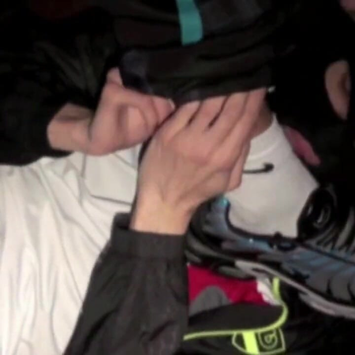 Slut humilates by 2 top sneakers boys