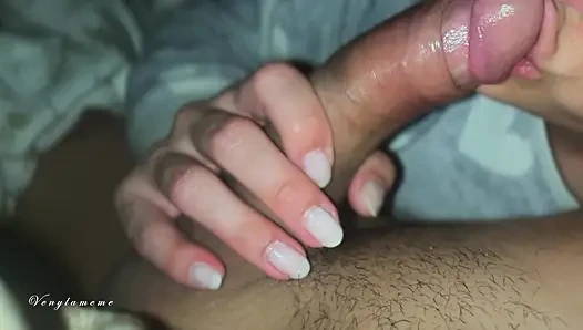 Bedtime Blowjob and Handjob for My Husband Before We Go to Bed