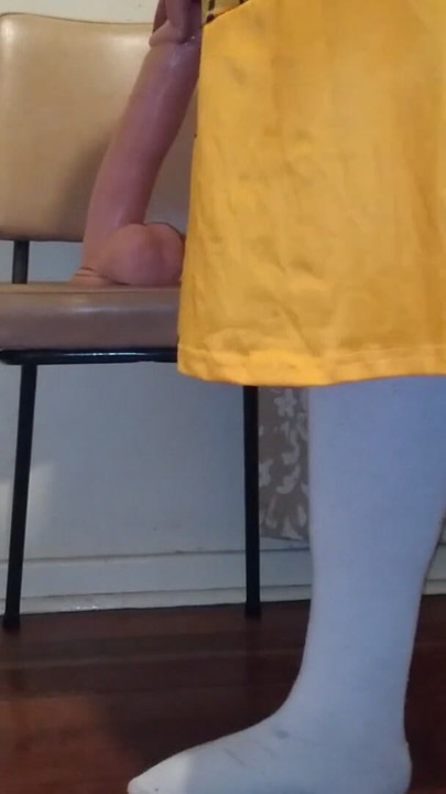 Fat sissy sits on big dildo | Clip 1
