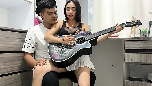 My 18-year-old stepsister asks me to teach her how to play guitar and we end up having a hard fuck.