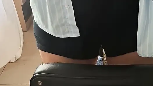 Playing with my tits before work
