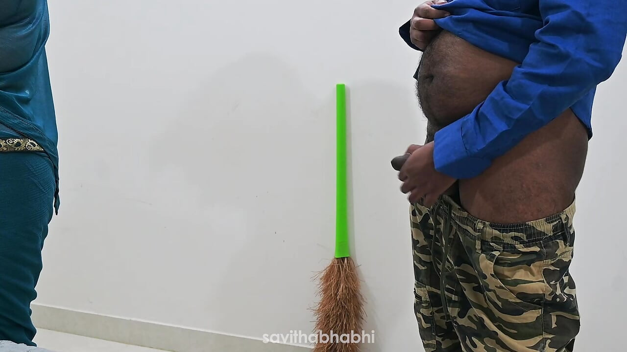 Jerking infront of maid and getting special handjob