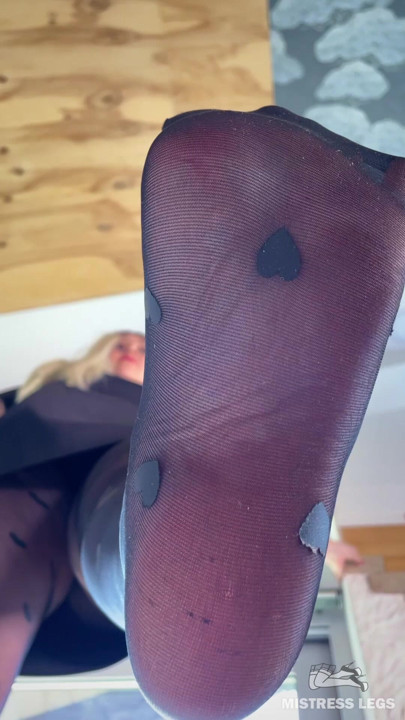 Toes wiggling right above your face, teasing, spreading, curling... then my full sole drops, sealing you in darkness.